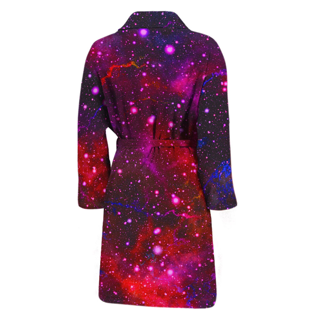 Purple Dark Galaxy Space Print Men's Bathrobe