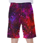 Purple Dark Galaxy Space Print Men's Beach Shorts