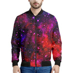 Purple Dark Galaxy Space Print Men's Bomber Jacket