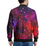 Purple Dark Galaxy Space Print Men's Bomber Jacket