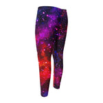 Purple Dark Galaxy Space Print Men's Compression Pants