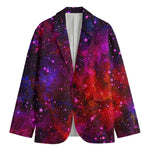 Purple Dark Galaxy Space Print Men's Cotton Blazer