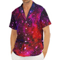 Purple Dark Galaxy Space Print Men's Deep V-Neck Shirt