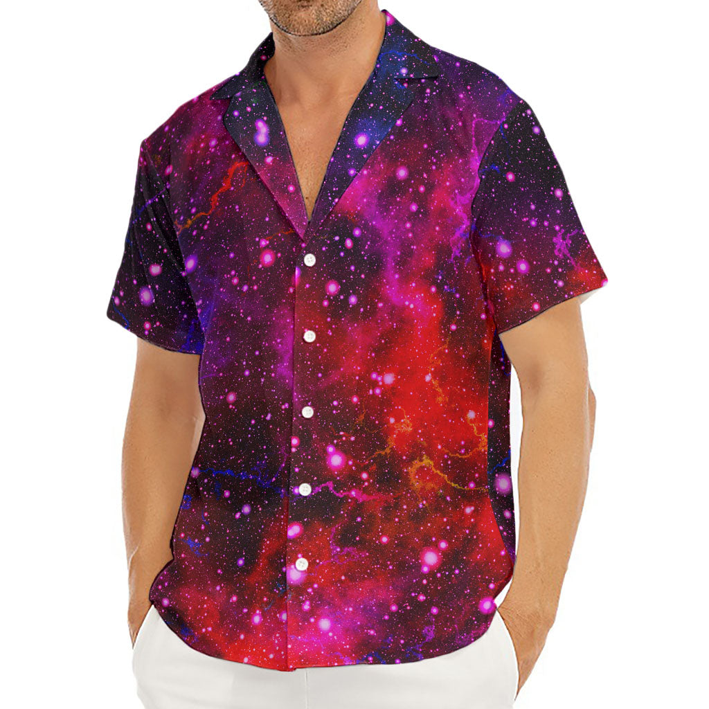 Purple Dark Galaxy Space Print Men's Deep V-Neck Shirt