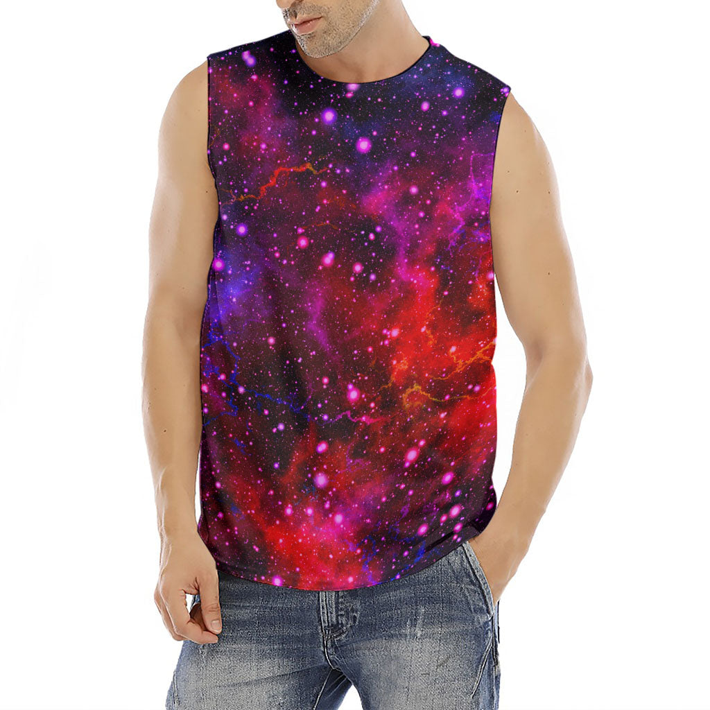 Purple Dark Galaxy Space Print Men's Fitness Tank Top