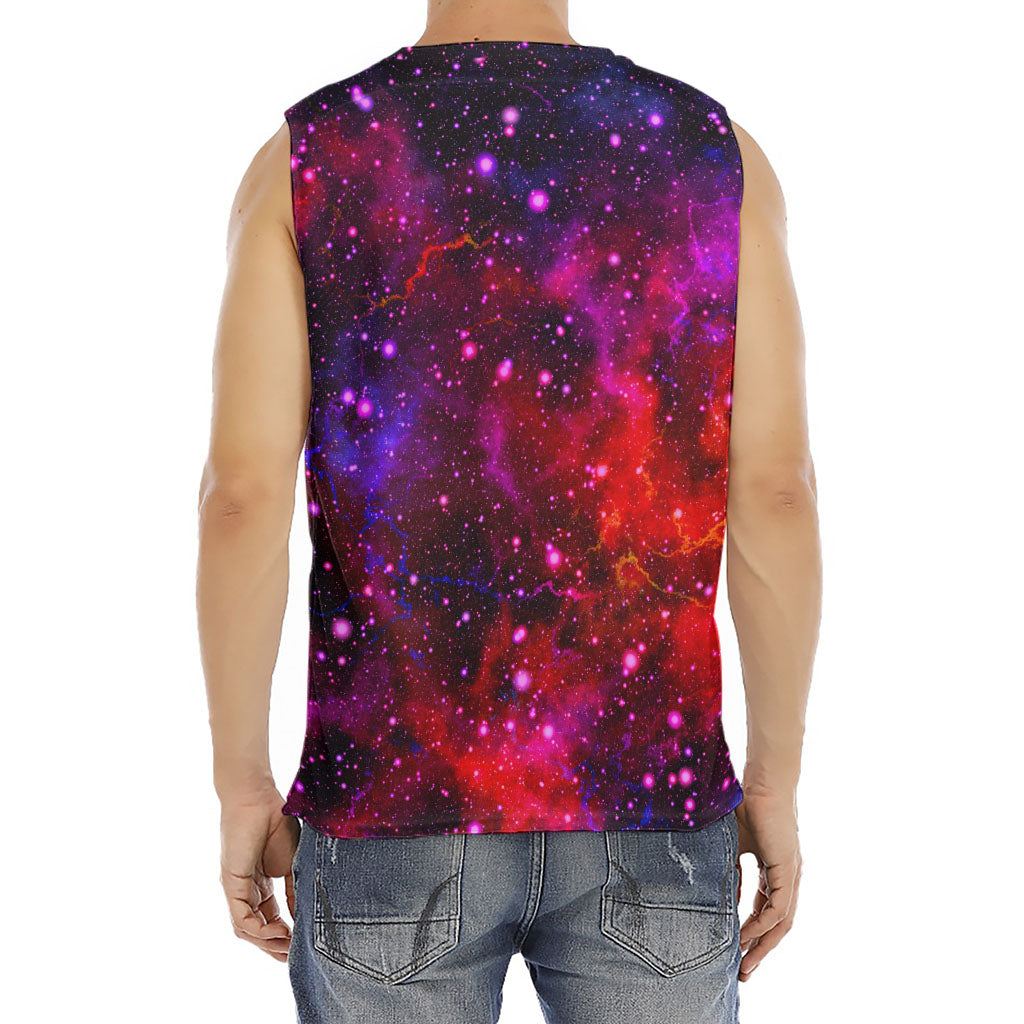 Purple Dark Galaxy Space Print Men's Fitness Tank Top