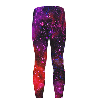 Purple Dark Galaxy Space Print Men's leggings