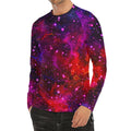 Purple Dark Galaxy Space Print Men's Long Sleeve Rash Guard