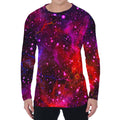 Purple Dark Galaxy Space Print Men's Long Sleeve T-Shirt