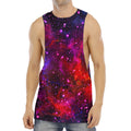 Purple Dark Galaxy Space Print Men's Muscle Tank Top