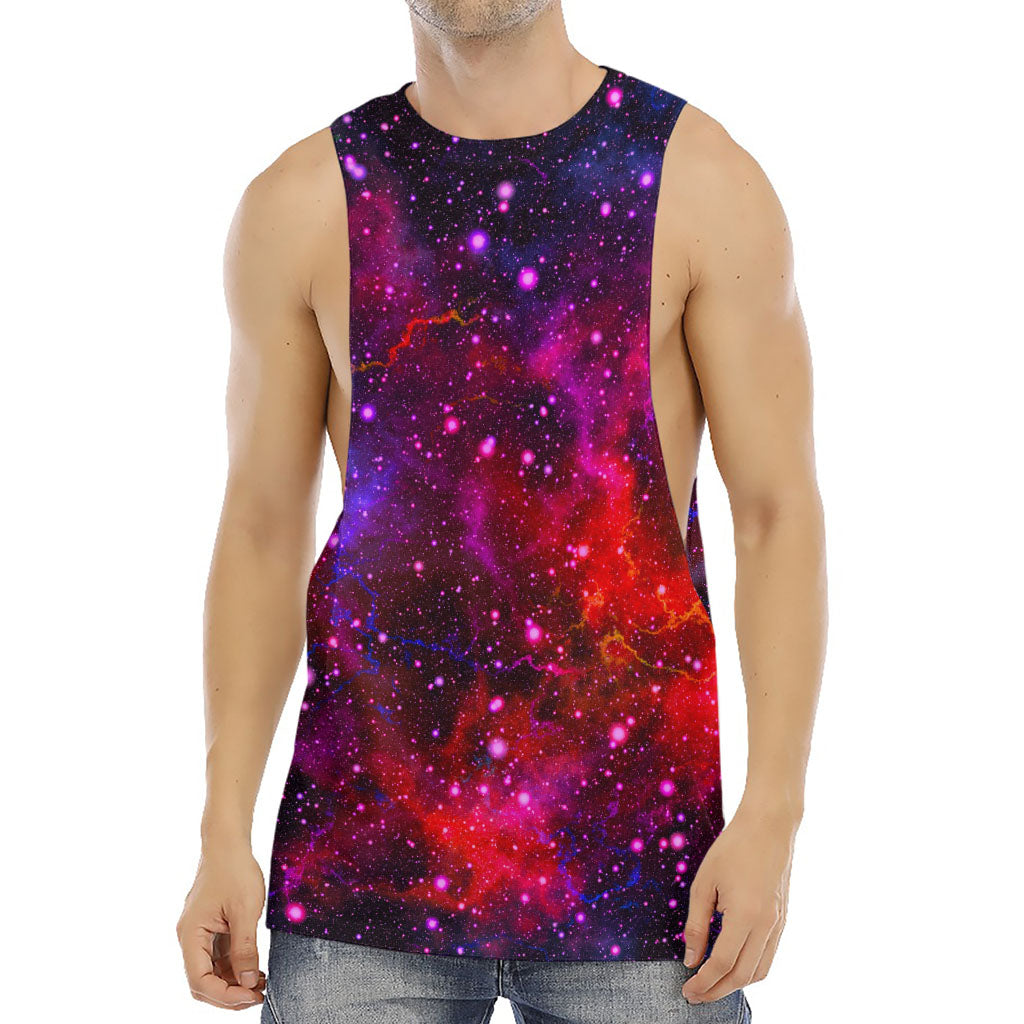 Purple Dark Galaxy Space Print Men's Muscle Tank Top
