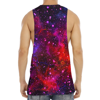 Purple Dark Galaxy Space Print Men's Muscle Tank Top