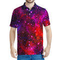 Purple Dark Galaxy Space Print Men's Polo Shirt