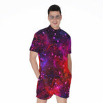 Purple Dark Galaxy Space Print Men's Rompers