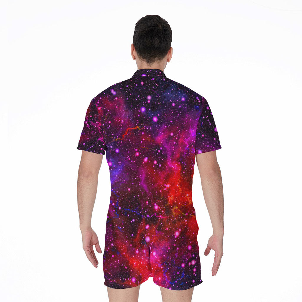 Purple Dark Galaxy Space Print Men's Rompers