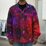 Purple Dark Galaxy Space Print Men's Shirt Jacket
