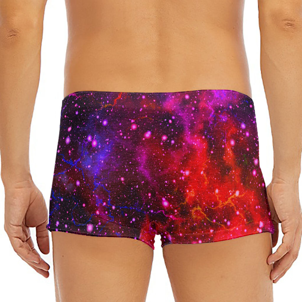 Purple Dark Galaxy Space Print Men's Short Boxer Briefs