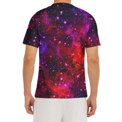 Purple Dark Galaxy Space Print Men's Short Sleeve Rash Guard