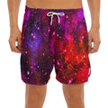 Purple Dark Galaxy Space Print Men's Split Running Shorts