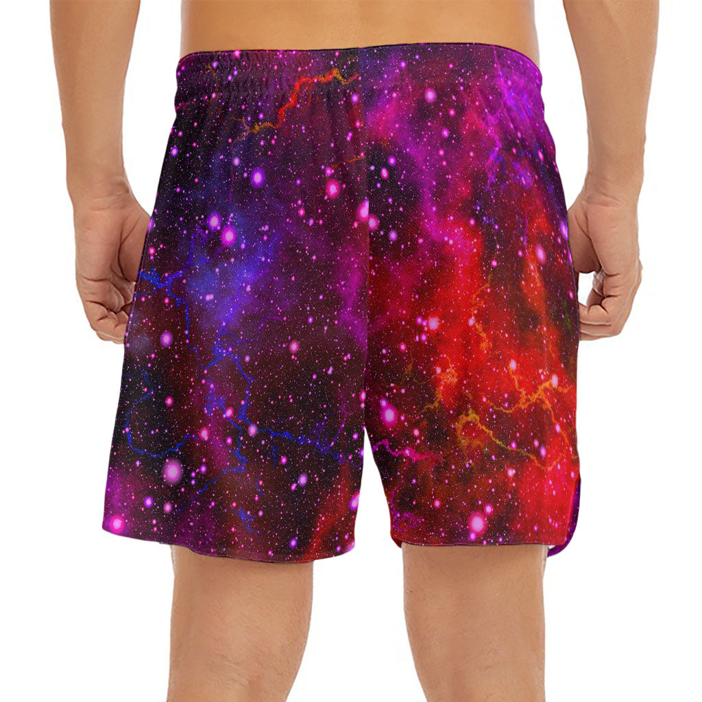 Purple Dark Galaxy Space Print Men's Split Running Shorts