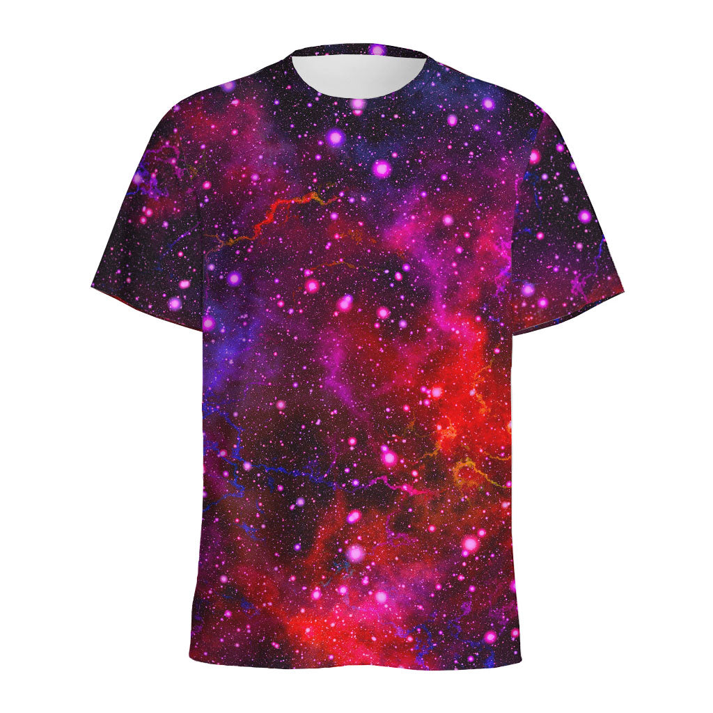 Purple Dark Galaxy Space Print Men's Sports T-Shirt