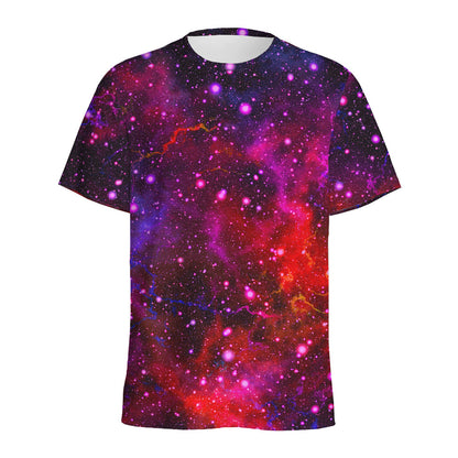Purple Dark Galaxy Space Print Men's Sports T-Shirt