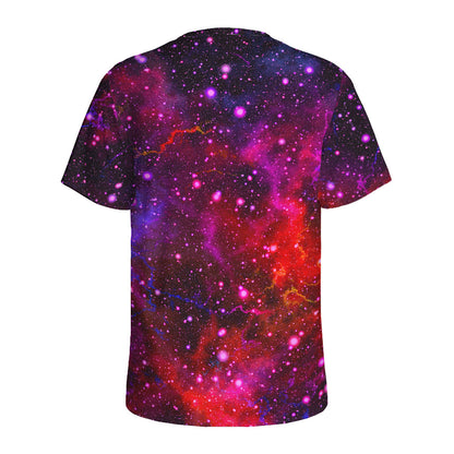 Purple Dark Galaxy Space Print Men's Sports T-Shirt