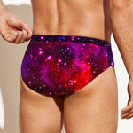 Purple Dark Galaxy Space Print Men's Swim Briefs