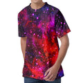 Purple Dark Galaxy Space Print Men's Velvet T-Shirt