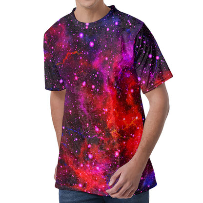 Purple Dark Galaxy Space Print Men's Velvet T-Shirt