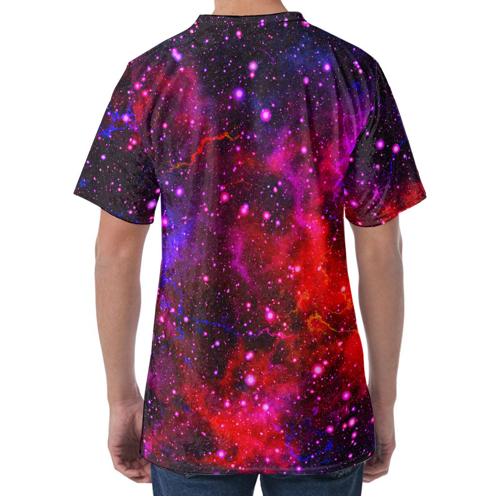 Purple Dark Galaxy Space Print Men's Velvet T-Shirt