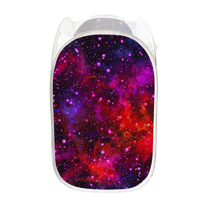 Purple Dark Galaxy Space Print Mesh Laundry Hamper