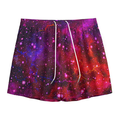 Purple Dark Galaxy Space Print Mesh Shorts