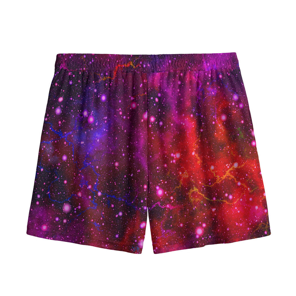 Purple Dark Galaxy Space Print Mesh Shorts