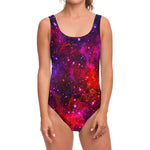 Purple Dark Galaxy Space Print One Piece Swimsuit
