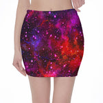 Purple Dark Galaxy Space Print Pencil Mini Skirt