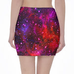 Purple Dark Galaxy Space Print Pencil Mini Skirt