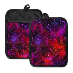 Purple Dark Galaxy Space Print Pot Holders With Pocket