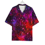 Purple Dark Galaxy Space Print Rayon Hawaiian Shirt