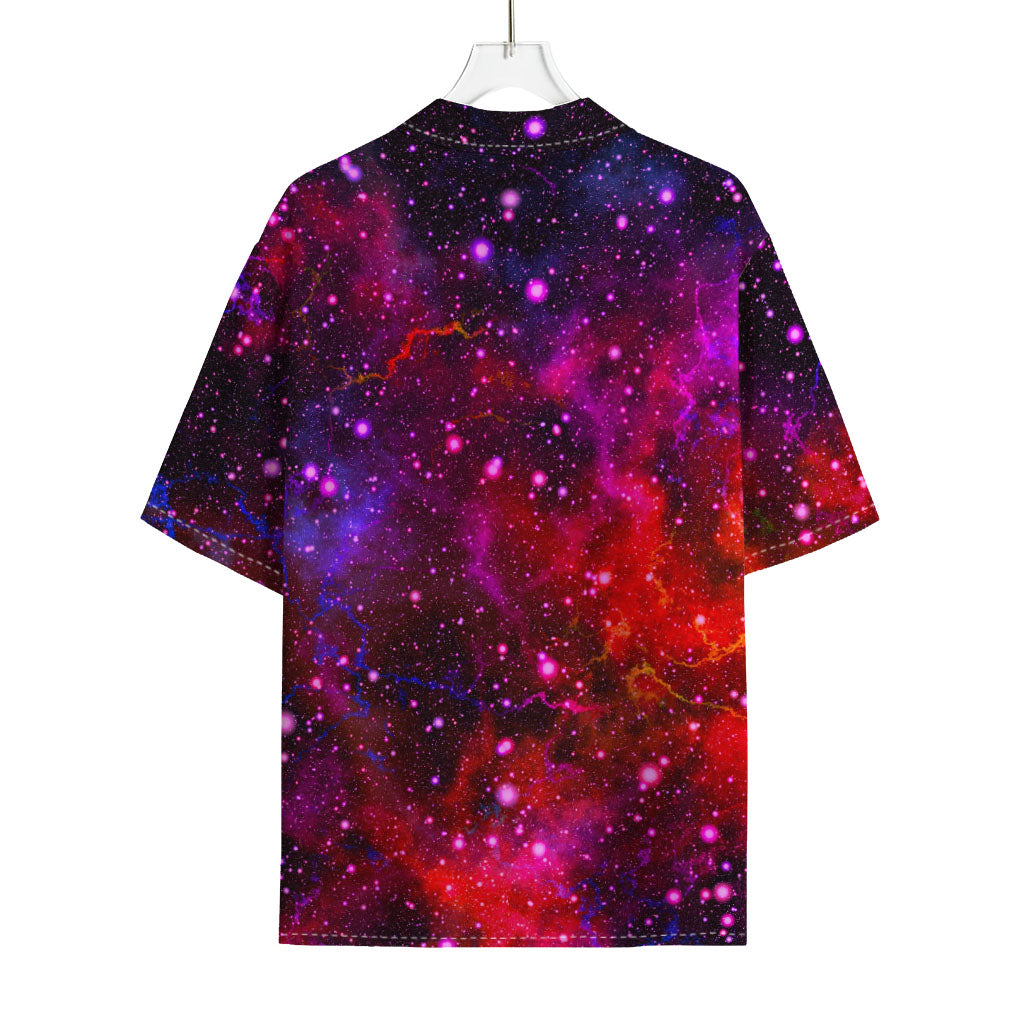 Purple Dark Galaxy Space Print Rayon Hawaiian Shirt