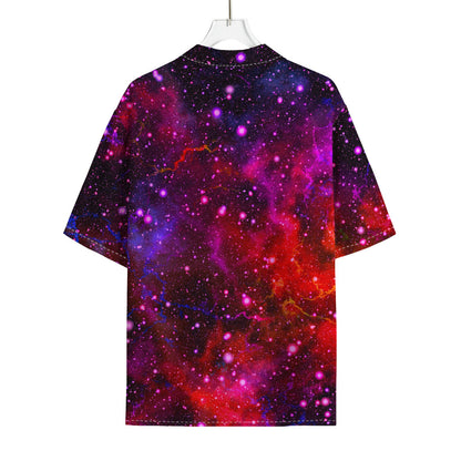 Purple Dark Galaxy Space Print Rayon Hawaiian Shirt