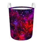 Purple Dark Galaxy Space Print Round Laundry Basket