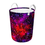 Purple Dark Galaxy Space Print Round Laundry Basket