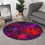 Purple Dark Galaxy Space Print Round Rug