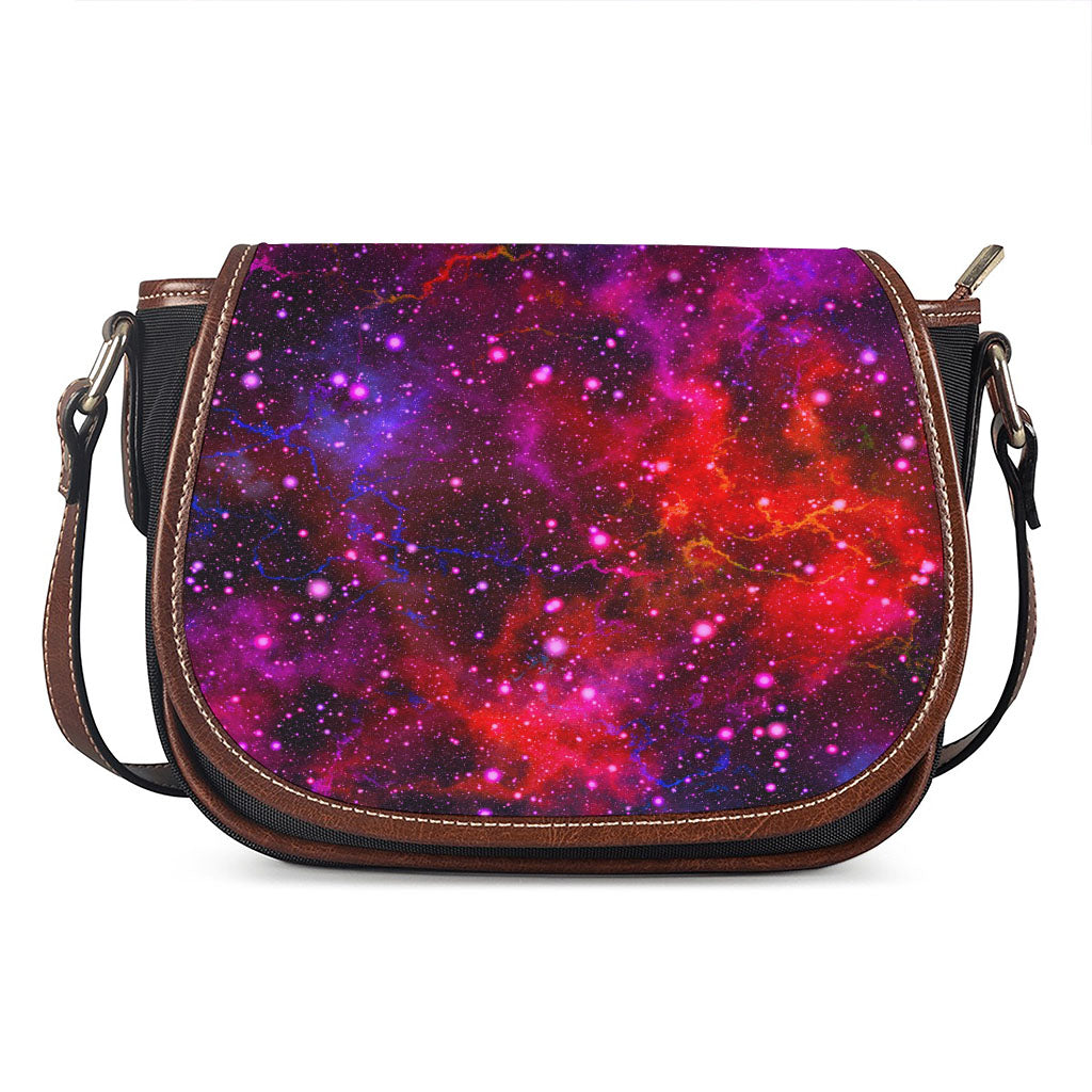 Purple Dark Galaxy Space Print Saddle Bag