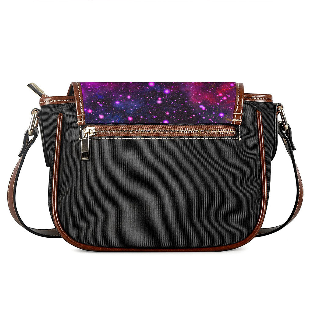 Purple Dark Galaxy Space Print Saddle Bag