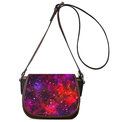 Purple Dark Galaxy Space Print Saddle Bag