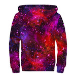 Purple Dark Galaxy Space Print Sherpa Lined Zip Up Hoodie