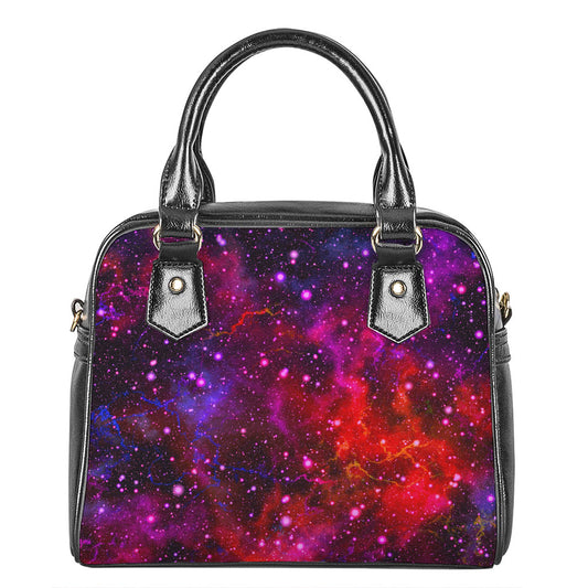 Purple Dark Galaxy Space Print Shoulder Handbag