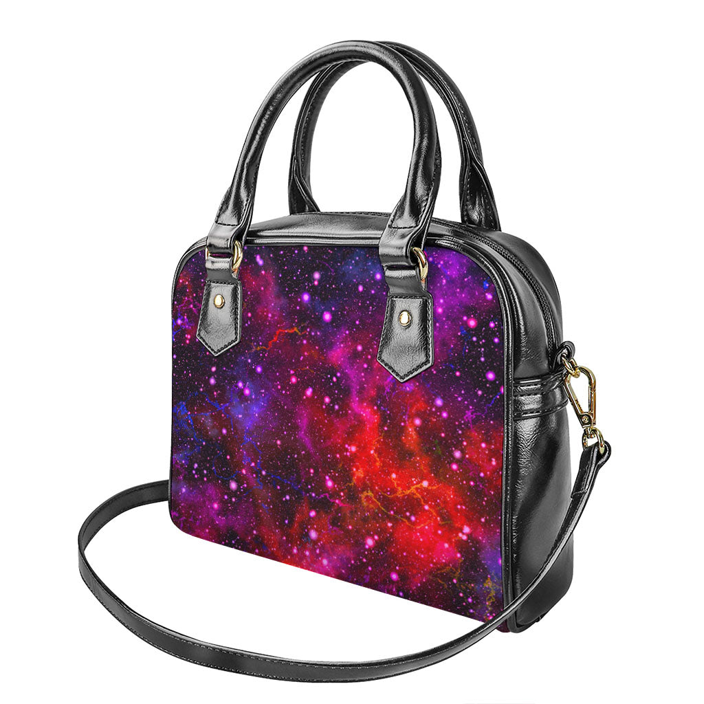 Purple Dark Galaxy Space Print Shoulder Handbag